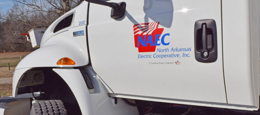 NAEC logo on bucket truck