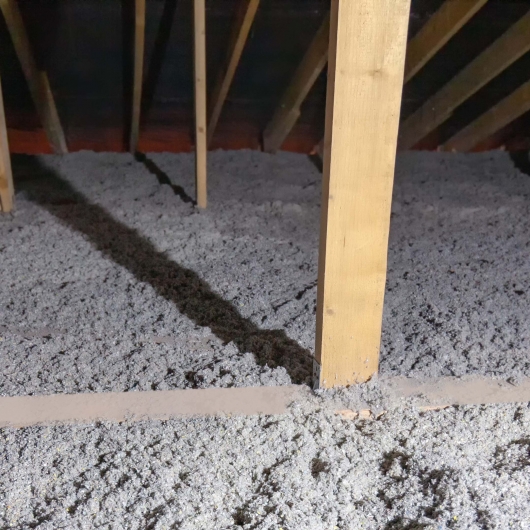 Cellulose insulation in attic